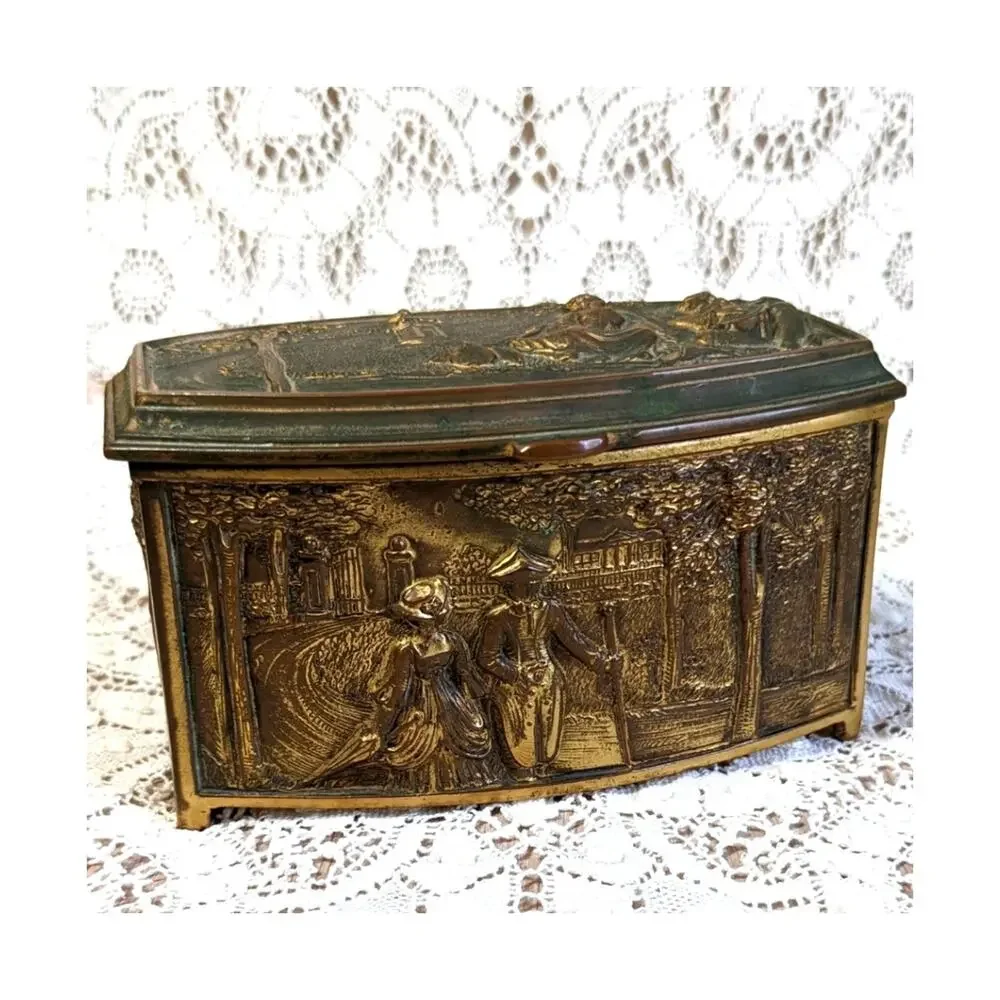 Weidlich Bros WB Mfg Co antique jewelry casket gold plated American Colonial